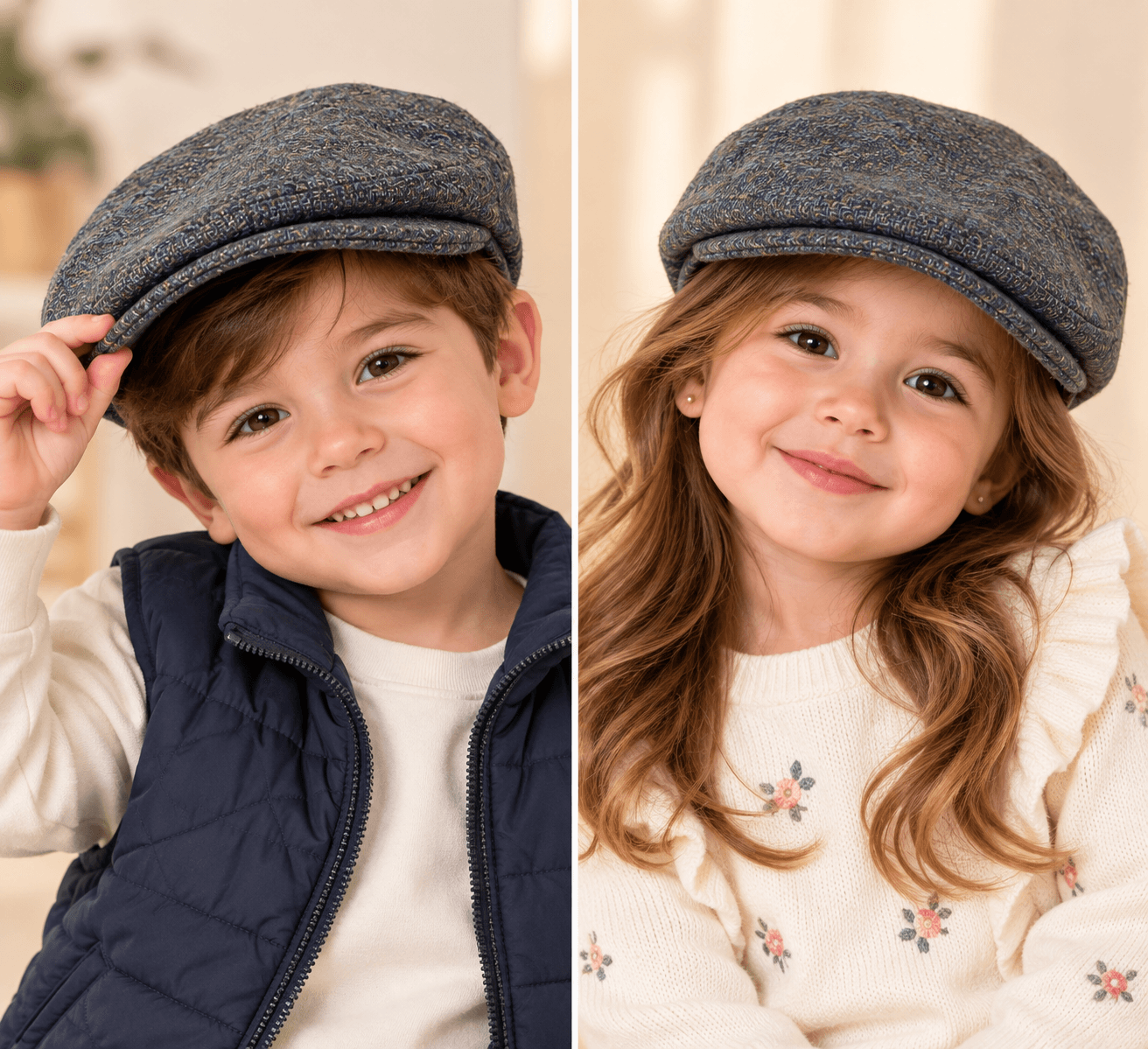 Gorra Newsboy Infantil Gris