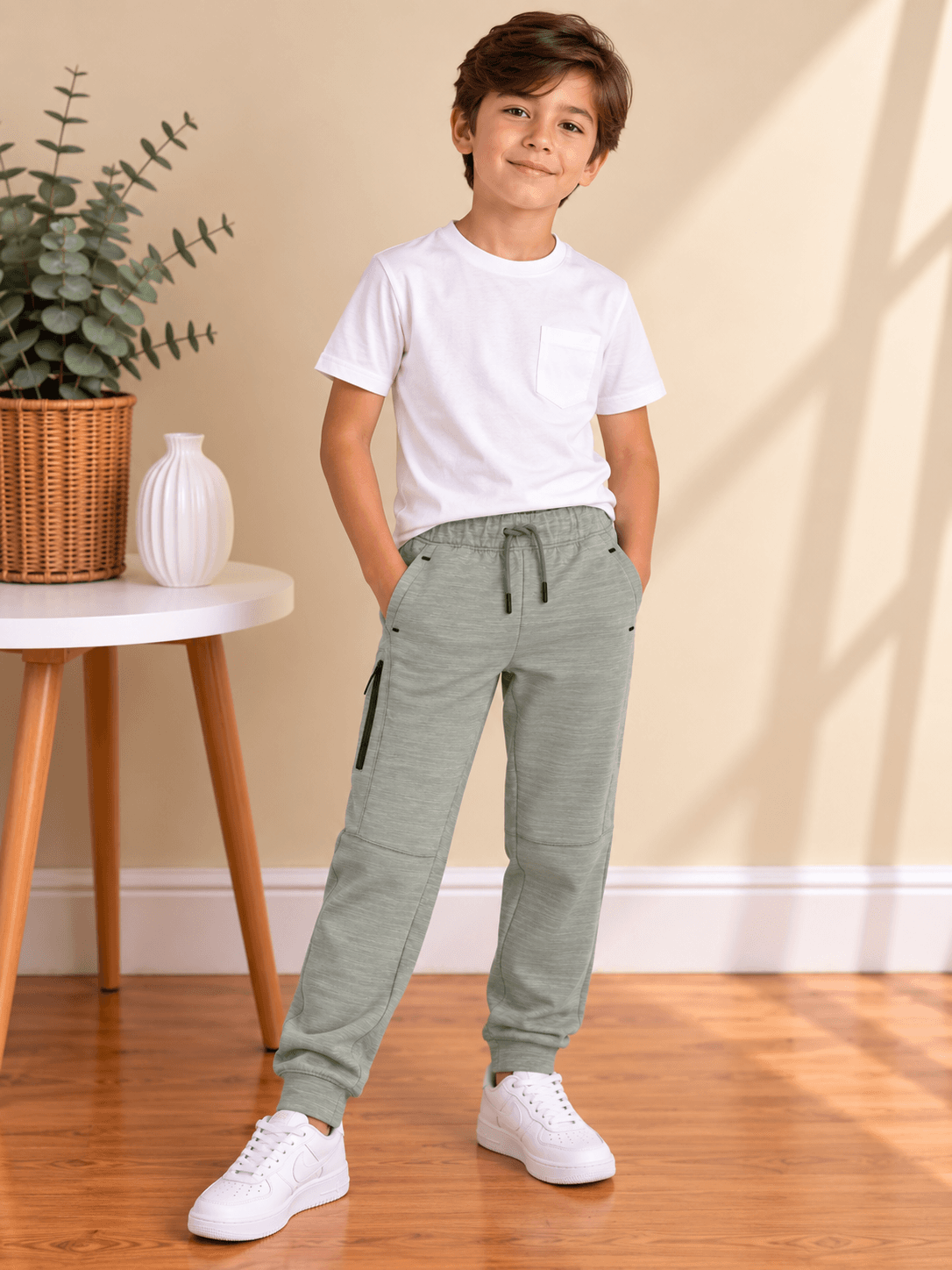 Pants jogger deportivo, talla 8T, Verde menta