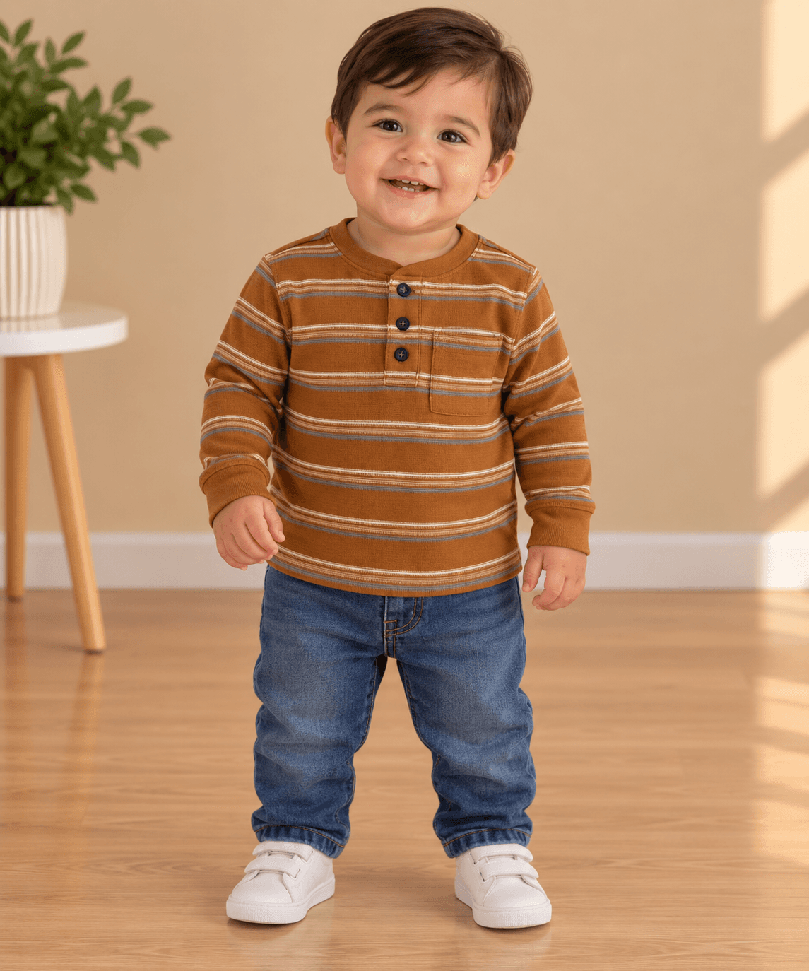 Playera Henley de manga larga